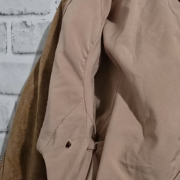 Lulus Faux Suede Moto Jacket Tan size S - Picture 11 of 11
